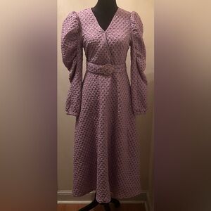 NWOT SHEIN Modely Textured Surplice Neck Gigot Sleeve Belted Dress